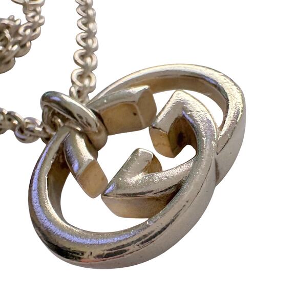 GUCCI Interlocking GG Logo Necklace (18") Sterling Silver - Picture 7 of 16